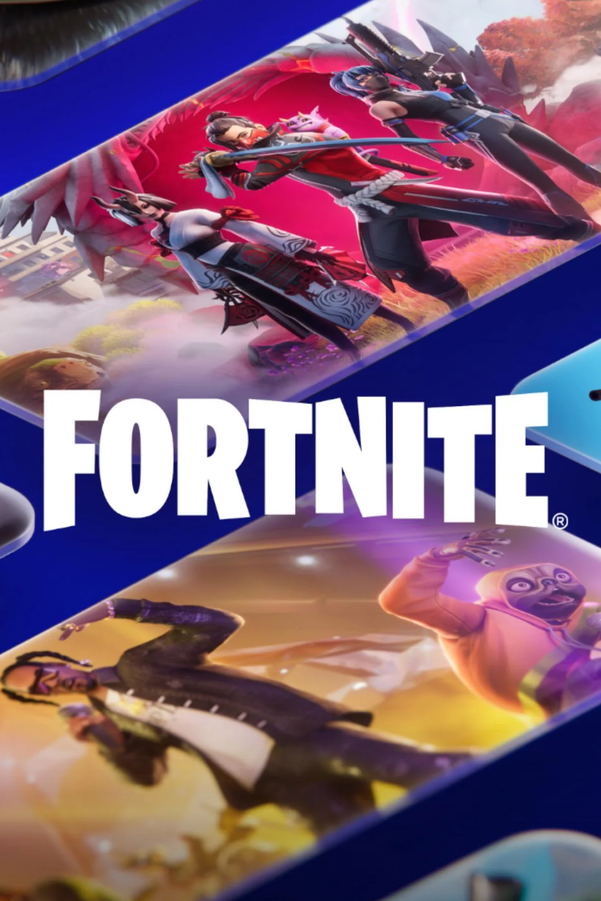 A loading screen for the video game 'Fortnite', showing various modes.
