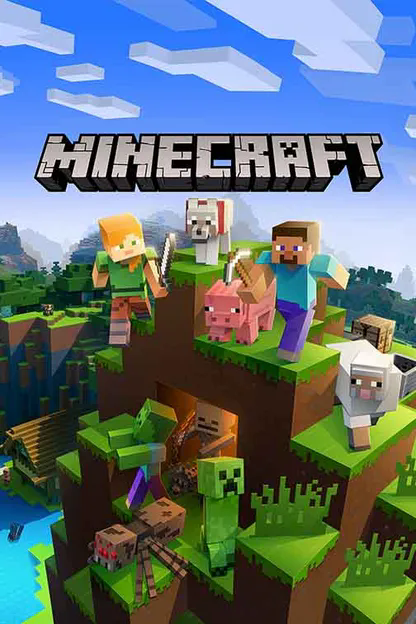A poster of the video game 'Minecraft', showing various video game characters.